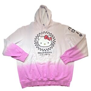Hello Kitty Hoodie Tie Dye Pink White Graphic Sweatshirt Womens XL BIOWORLD